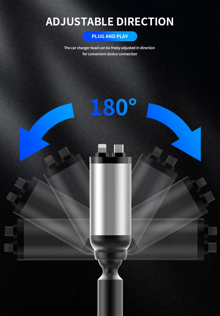 4 IN 1 Retractable Car Charger