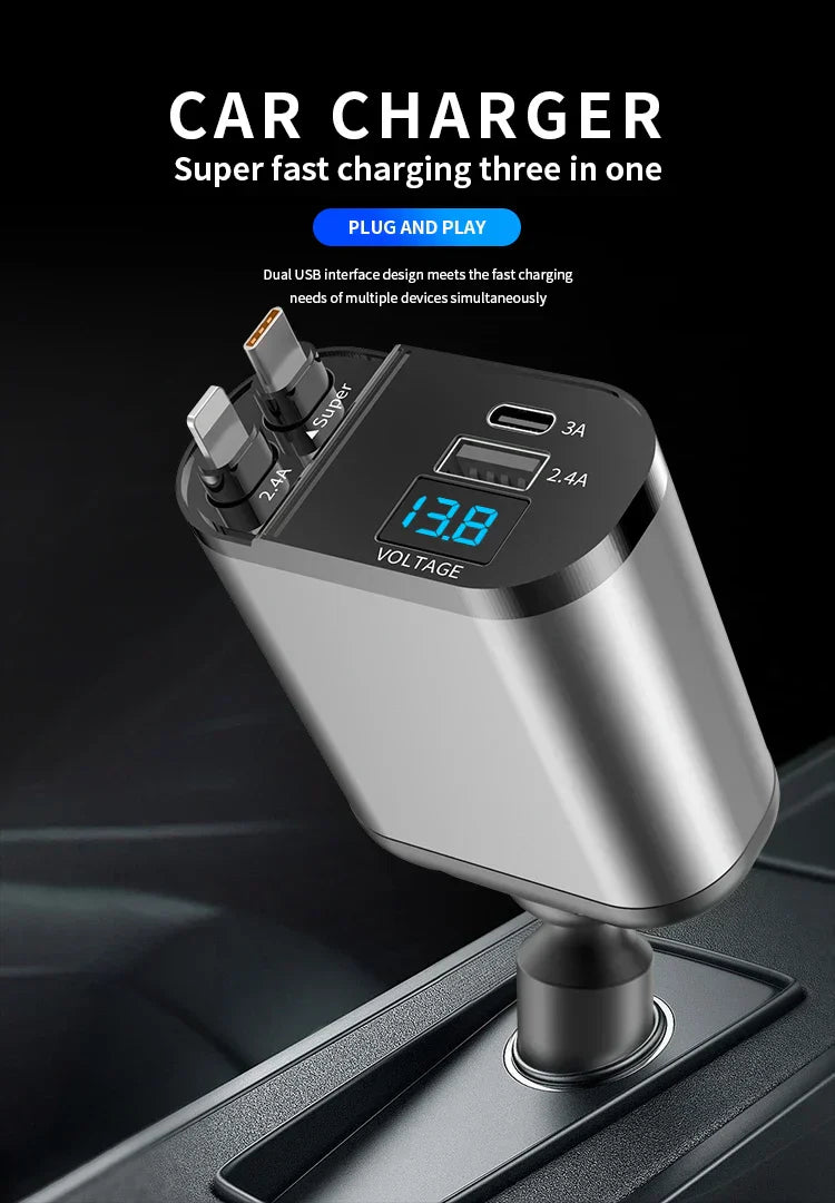 4 IN 1 Retractable Car Charger